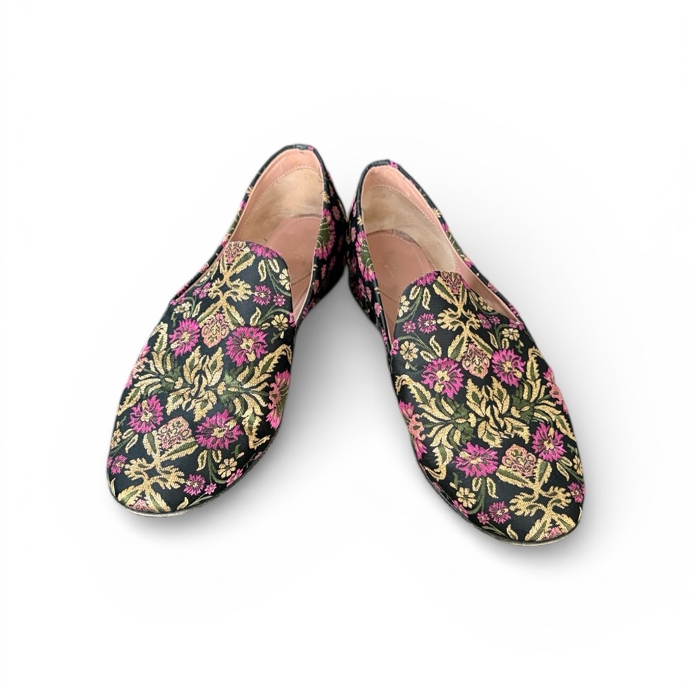 Lewit Italian Brocade Loafers Floral Flats Size EU 37.5 US 7–7.5